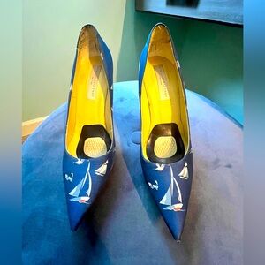 Stella McCartney platform heels with birds/sailboats.
